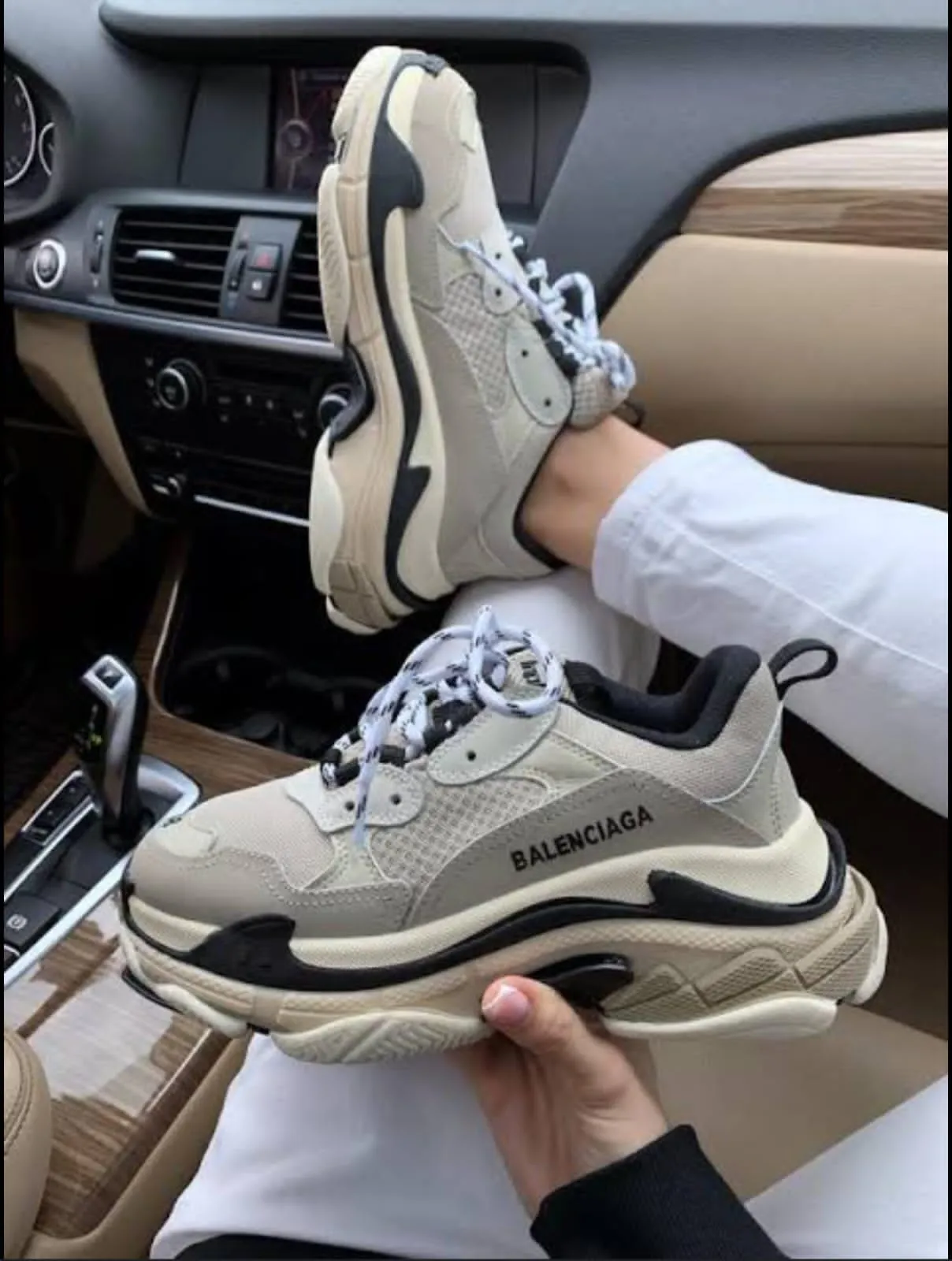 Beige Grey X Triple S Sneakers Shoes For Women