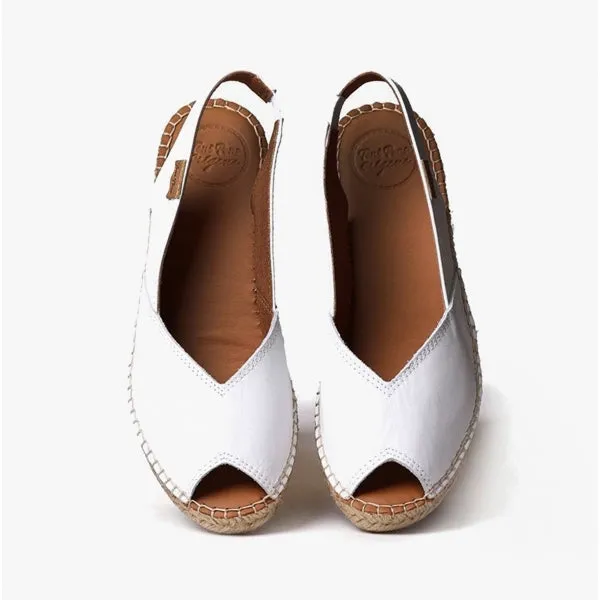 BERNIA Ladies Leather Slingback Espadrilles White