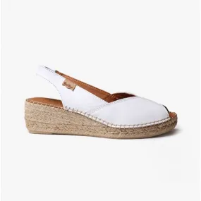 BERNIA Ladies Leather Slingback Espadrilles White