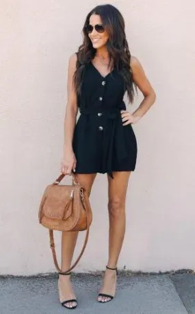 Black Button Down Romper