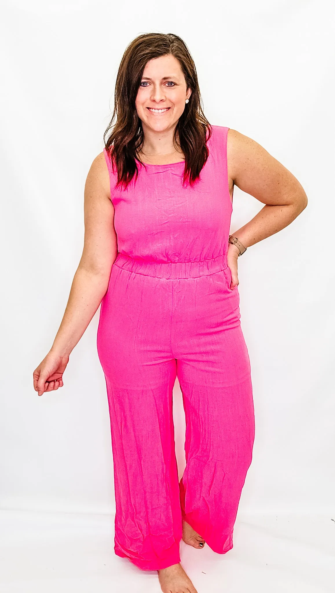 Bubble Pink Open Back Jumpsuit