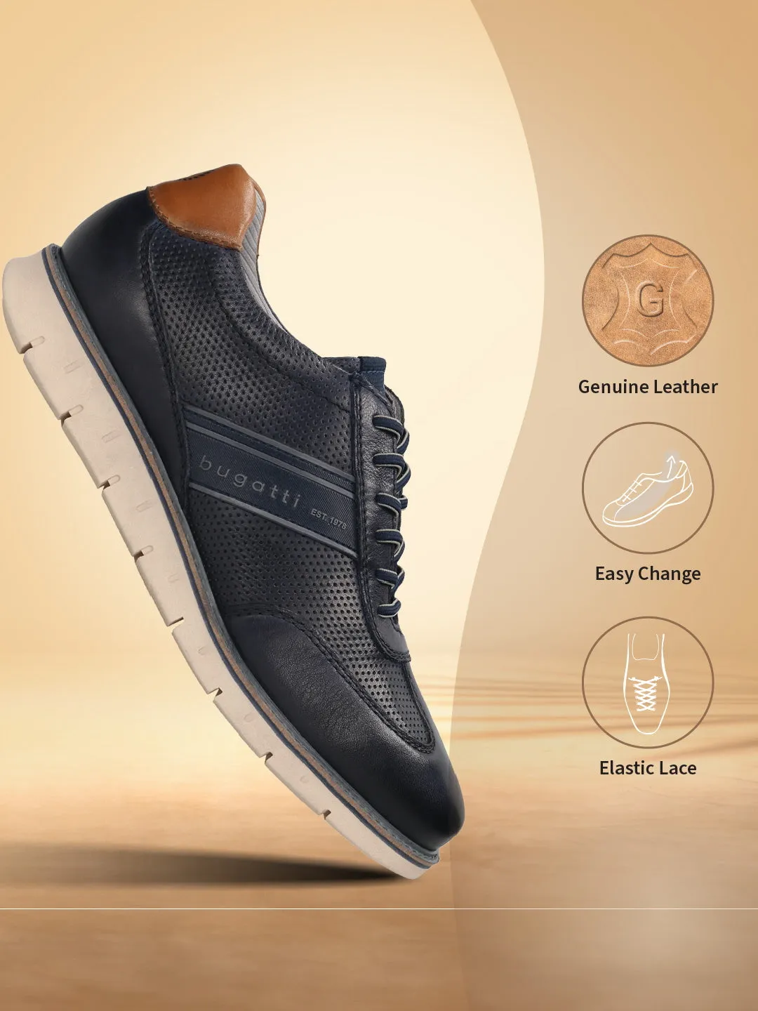 Bugatti Dark Blue Premium Leather Sneaker
