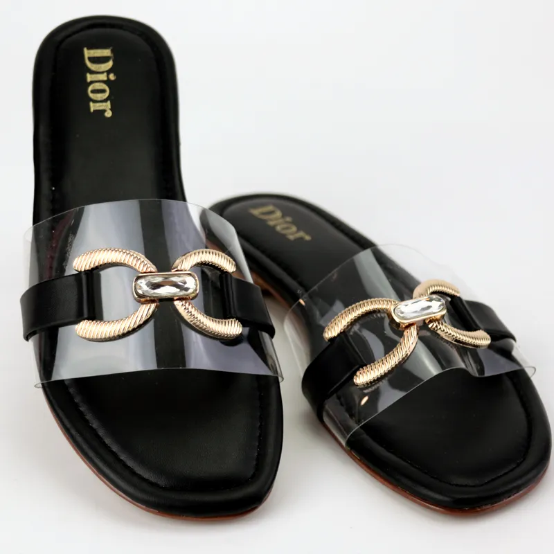 CD Transparent Chain Leather Slides #10405 #22