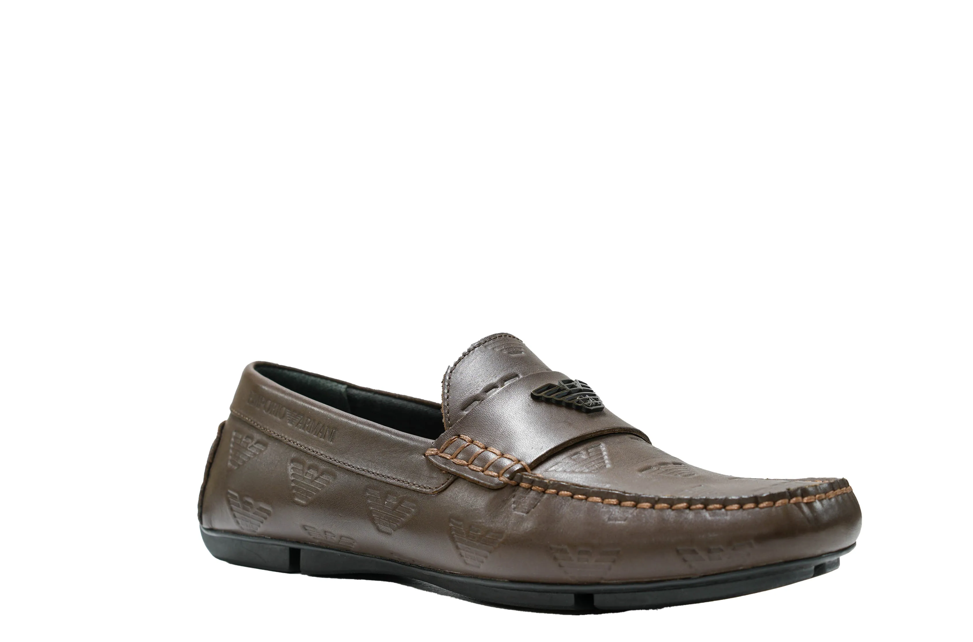 Emporio Armani Men's Marrone Logo Moccasins X4B124 - 40% OFF  LAST PAIR