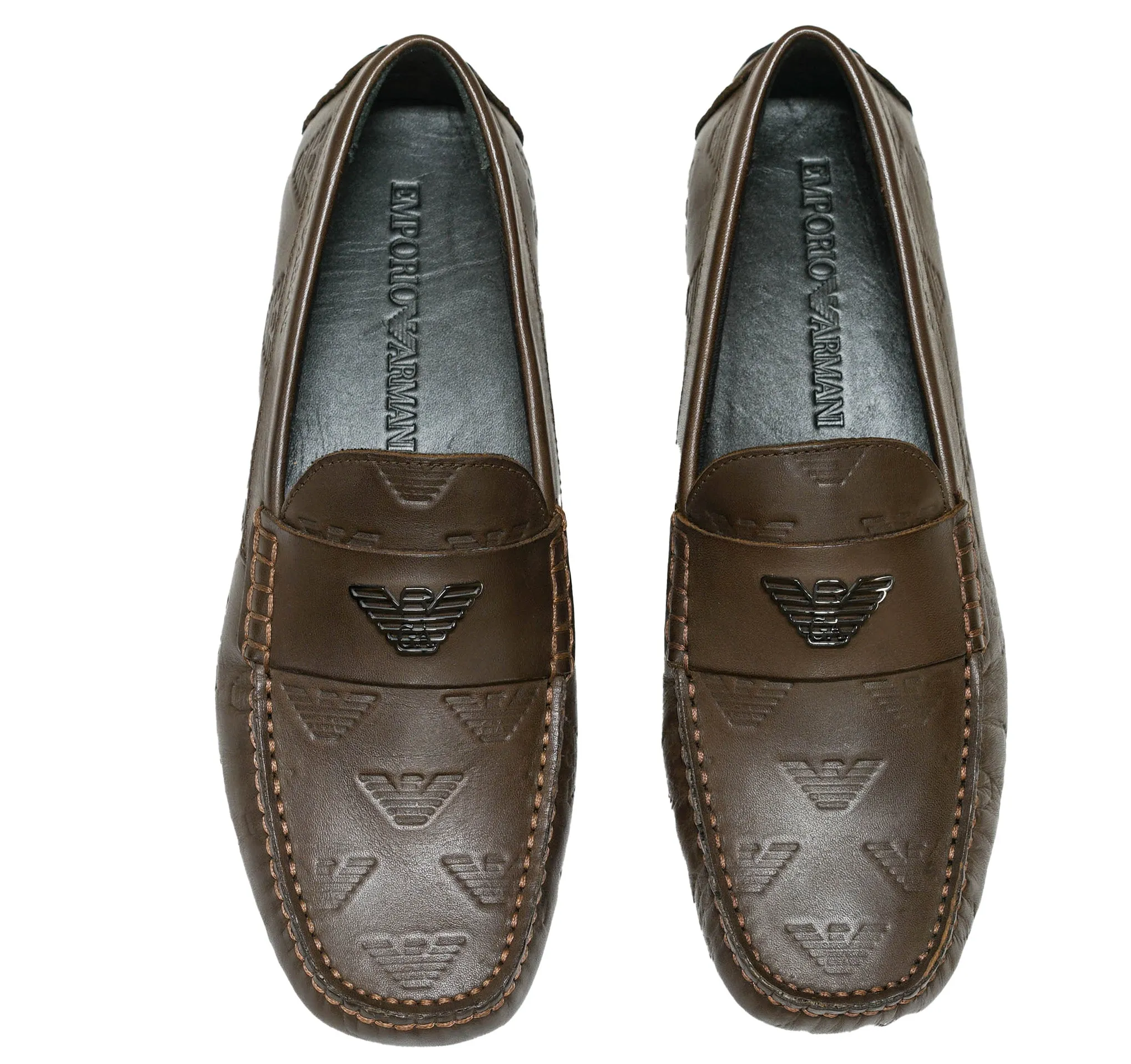 Emporio Armani Men's Marrone Logo Moccasins X4B124 - 40% OFF  LAST PAIR