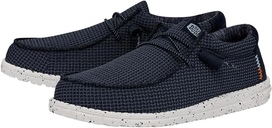Hey Dude Wally Sport Mesh Navy Canvas Mens Lace Up Shoes