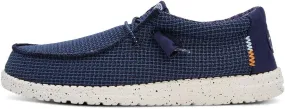 Hey Dude Wally Sport Mesh Navy Canvas Mens Lace Up Shoes