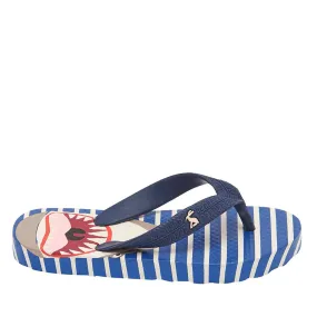 Joules Printed Flip Flops - Blue Shark Stripe