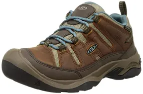 KEEN Women's Circadia Low Waterproof Hiking Shoes, Syrup/North Atlantic, 10