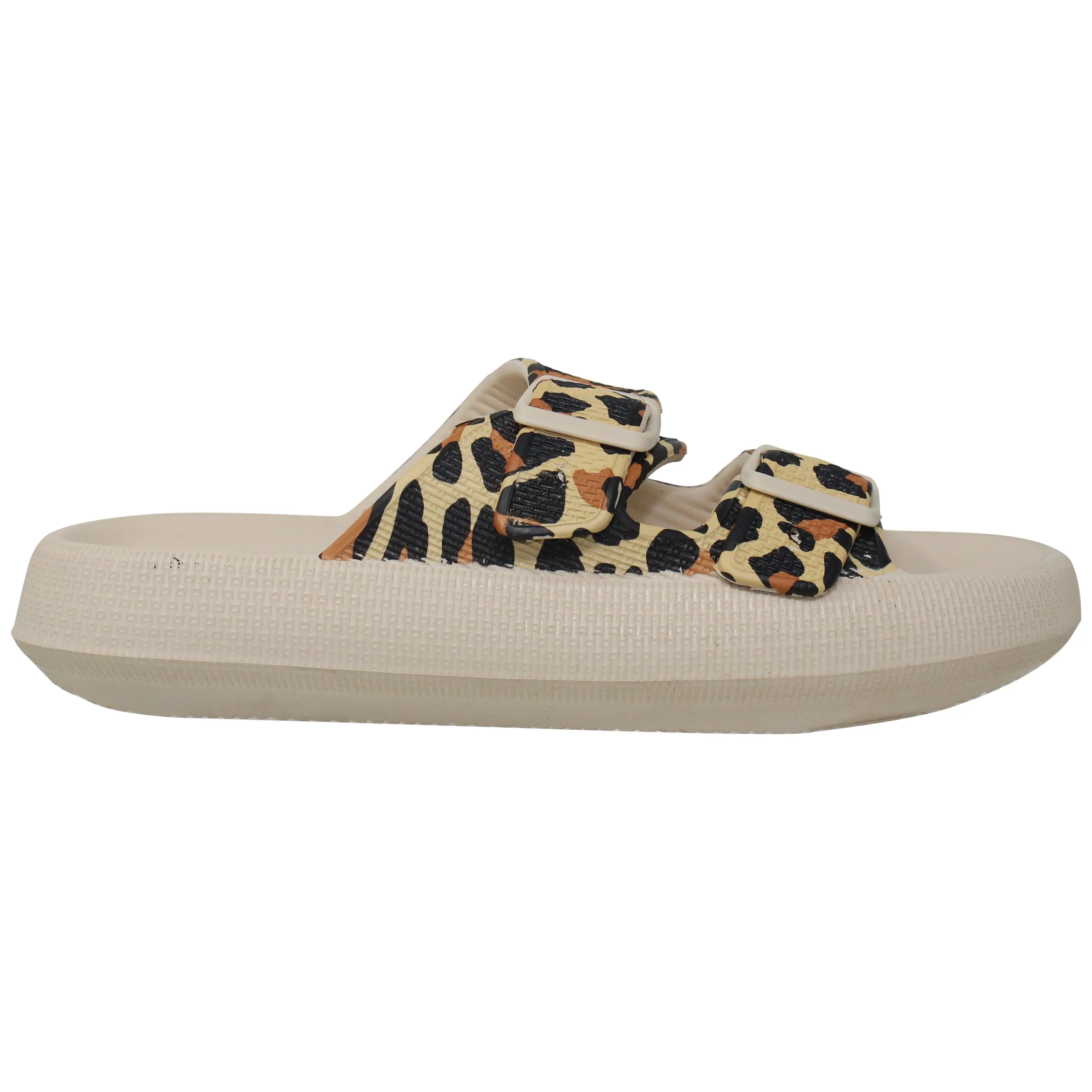 Lightweight EVA Platform Sandals Double Straps Leopard