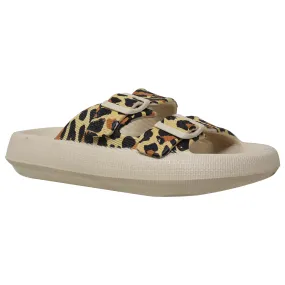 Lightweight EVA Platform Sandals Double Straps Leopard