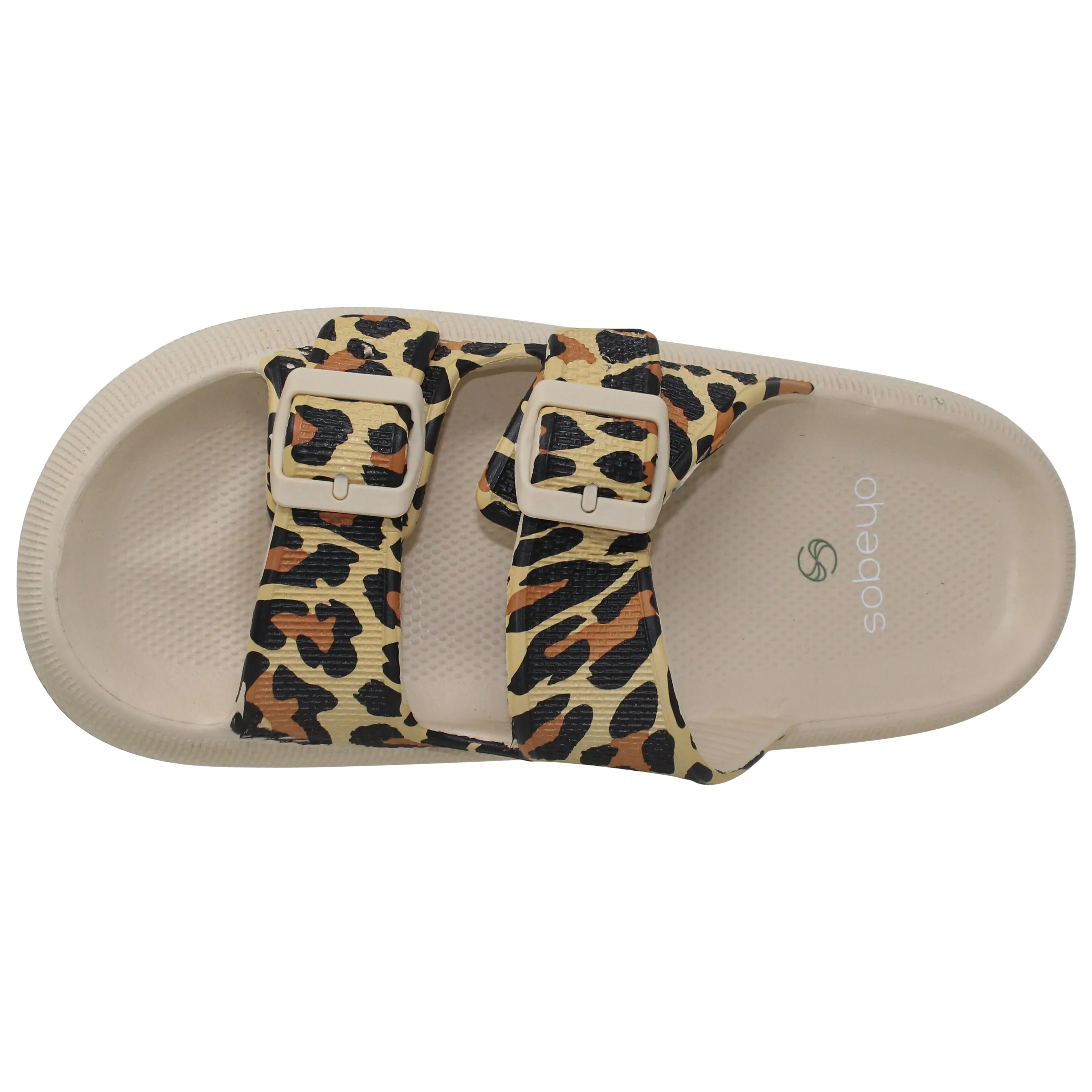 Lightweight EVA Platform Sandals Double Straps Leopard