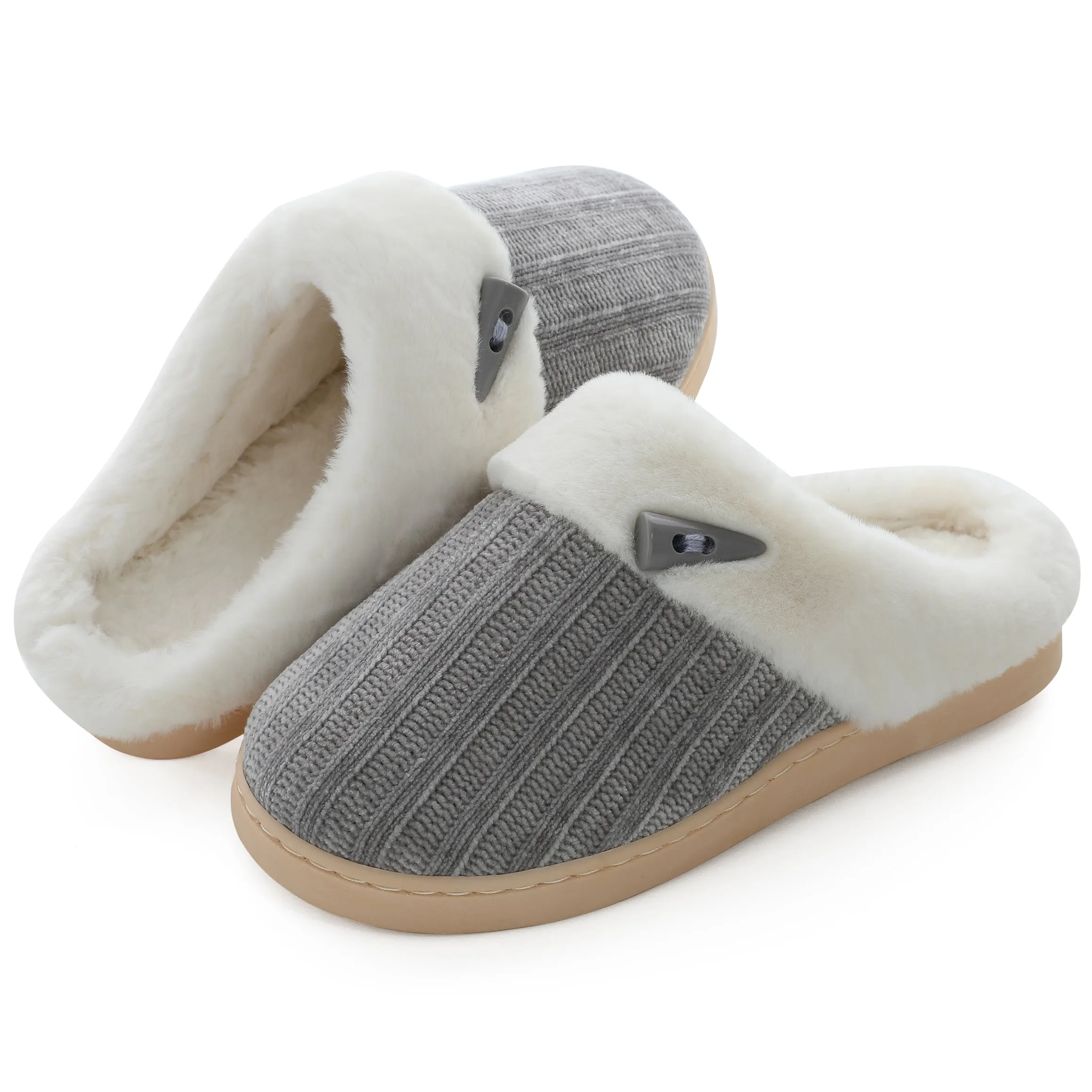 NineCiFun Women's Slip on Fuzzy Slippers Outdoor House Slippers Fur Lined