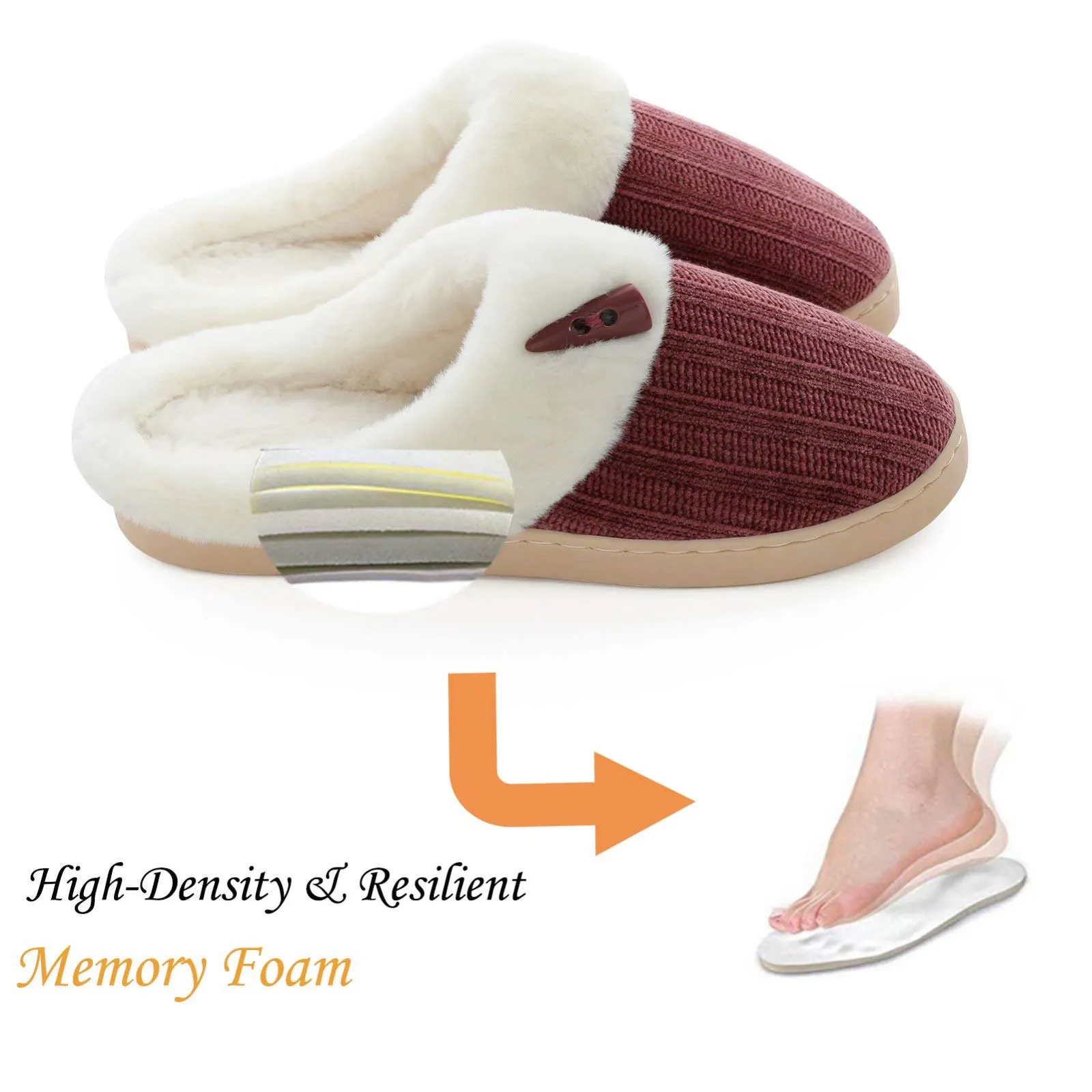 NineCiFun Women's Slip on Fuzzy Slippers Outdoor House Slippers Fur Lined