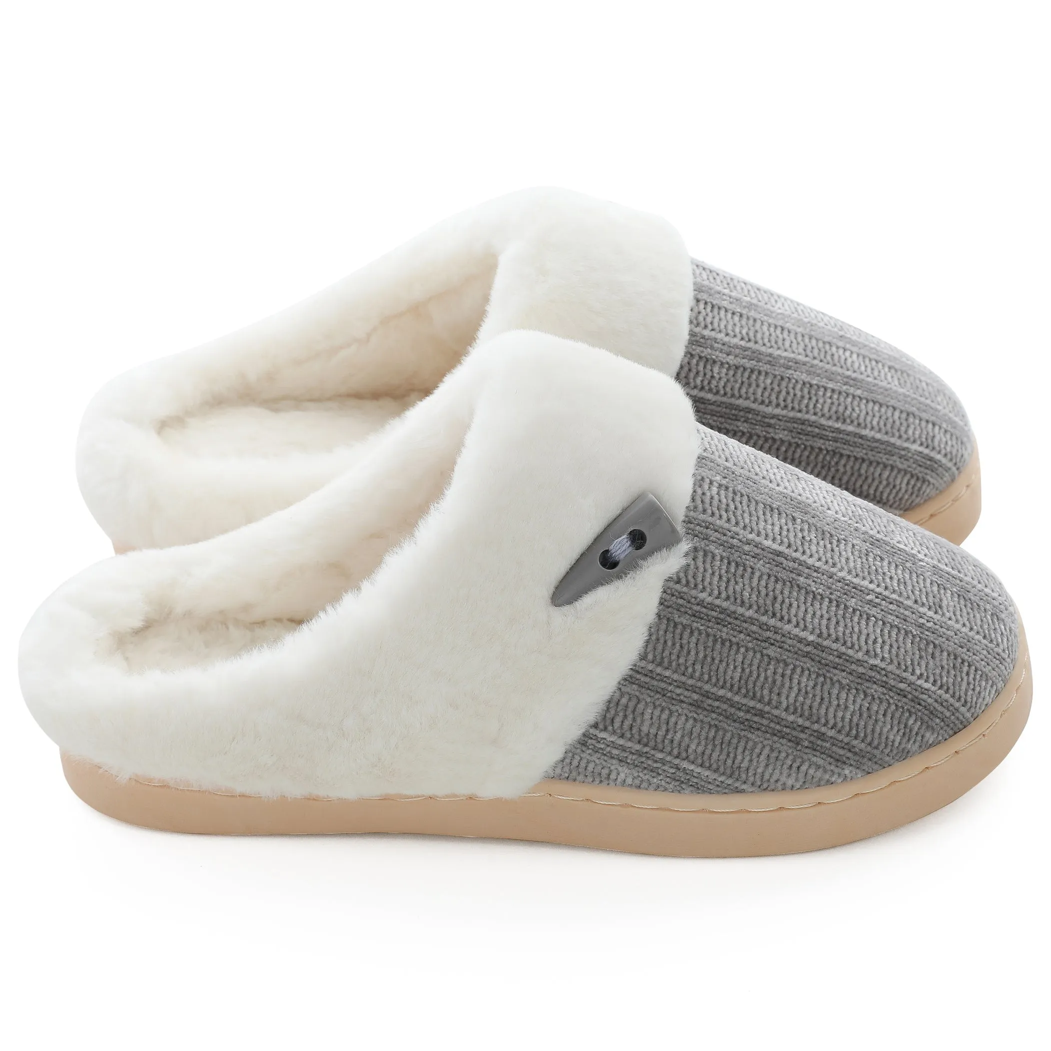 NineCiFun Women's Slip on Fuzzy Slippers Outdoor House Slippers Fur Lined