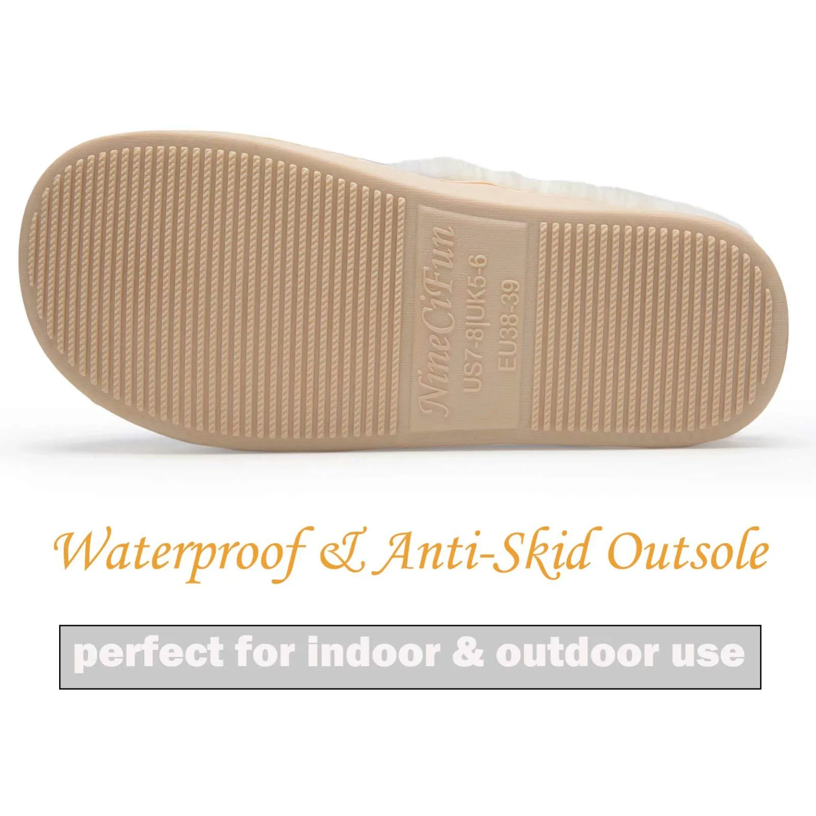 NineCiFun Women's Slip on Fuzzy Slippers Outdoor House Slippers Fur Lined