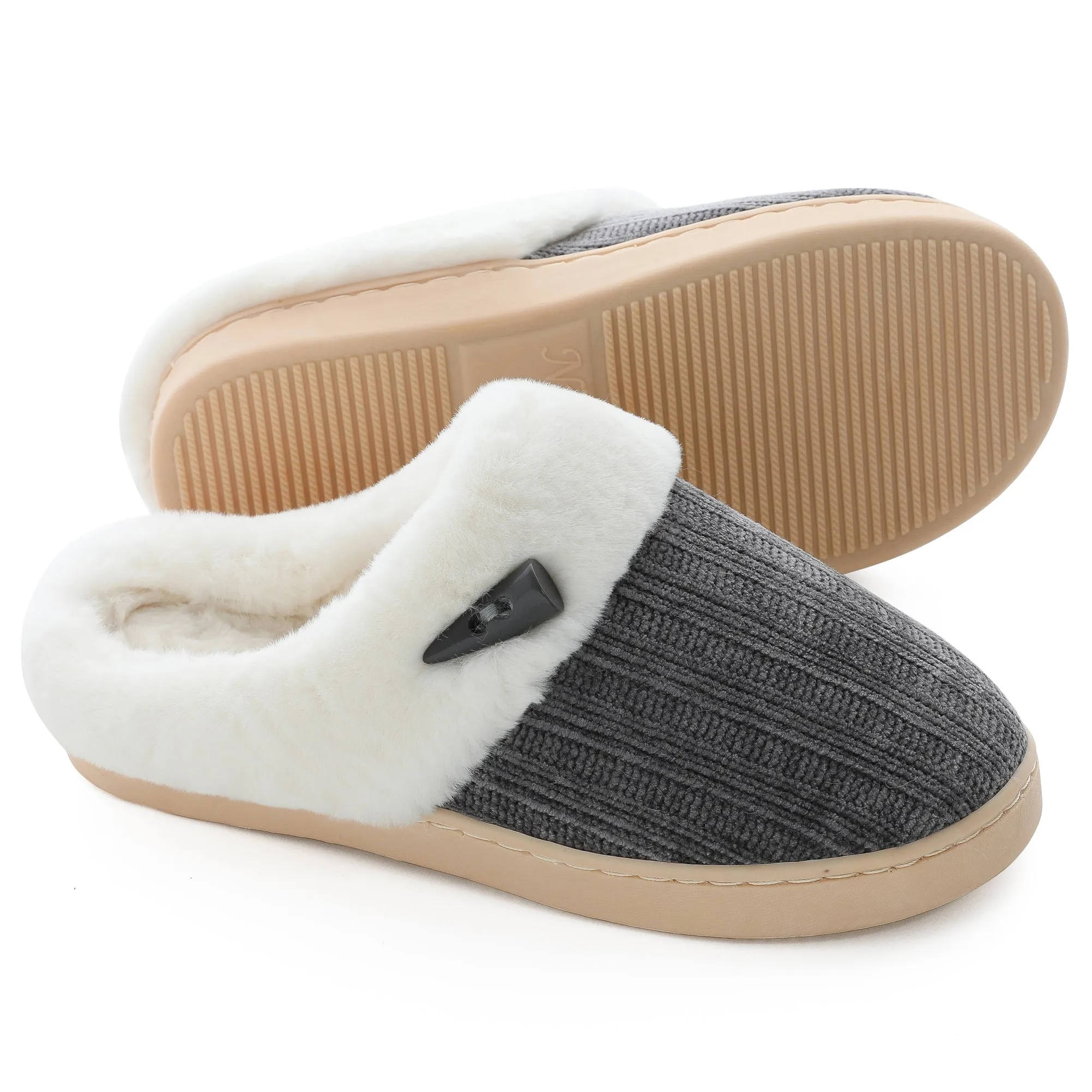 NineCiFun Women's Slip on Fuzzy Slippers Outdoor House Slippers Fur Lined