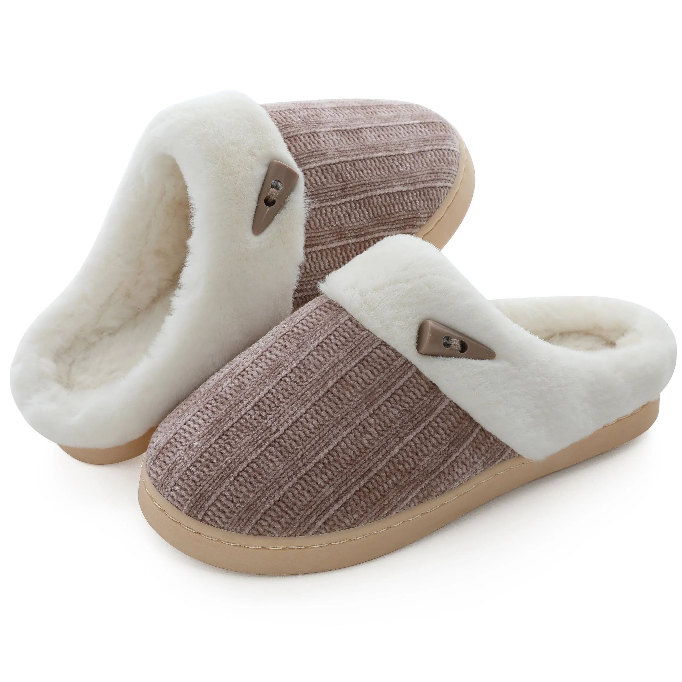 NineCiFun Women's Slip on Fuzzy Slippers Outdoor House Slippers Fur Lined
