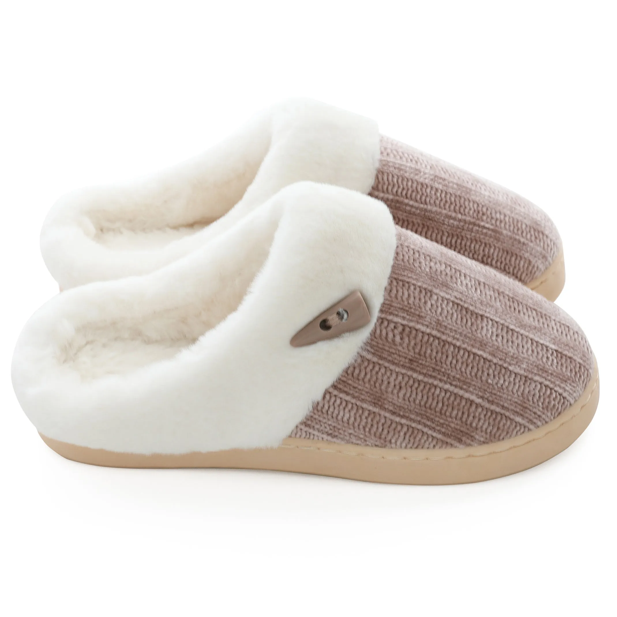 NineCiFun Women's Slip on Fuzzy Slippers Outdoor House Slippers Fur Lined