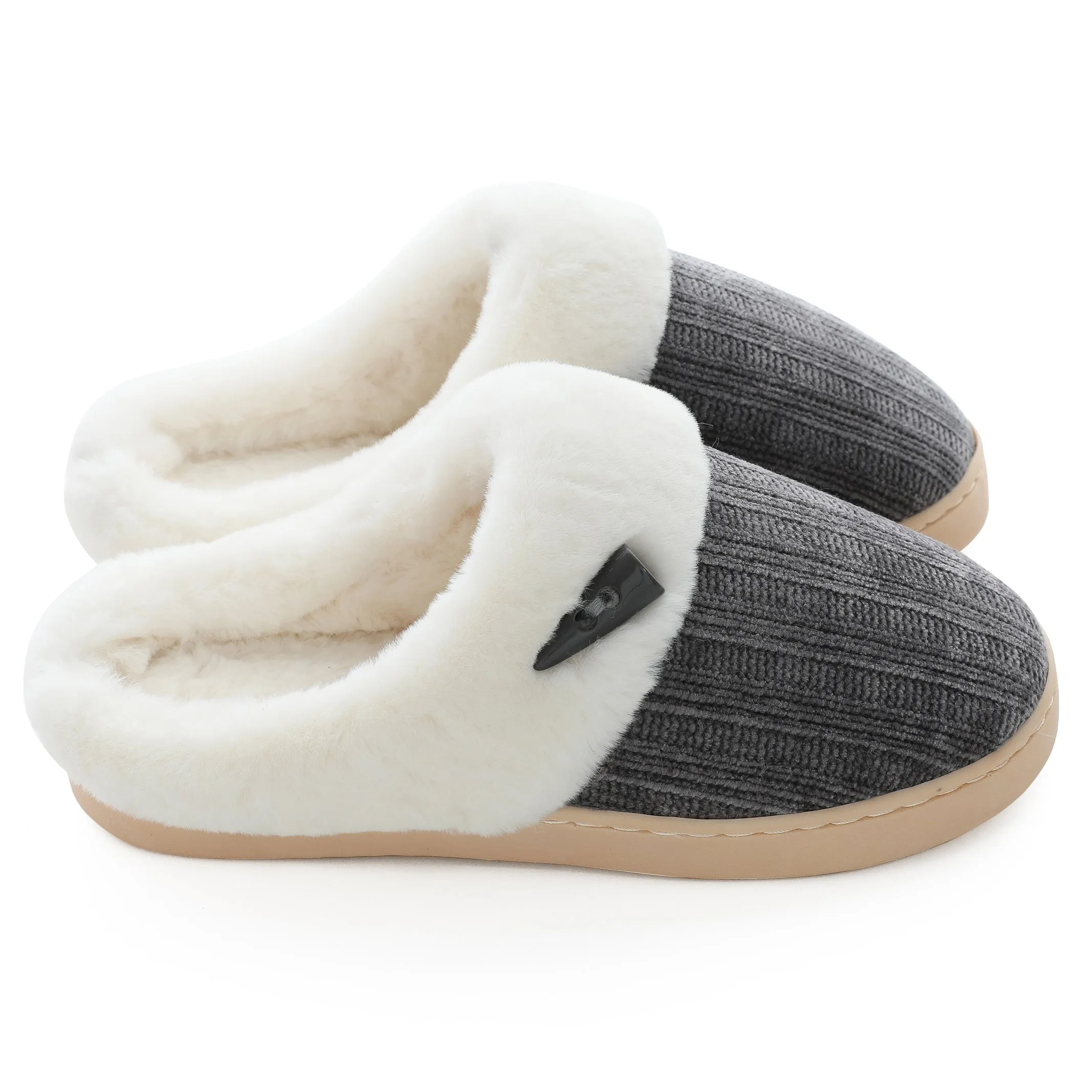 NineCiFun Women's Slip on Fuzzy Slippers Outdoor House Slippers Fur Lined