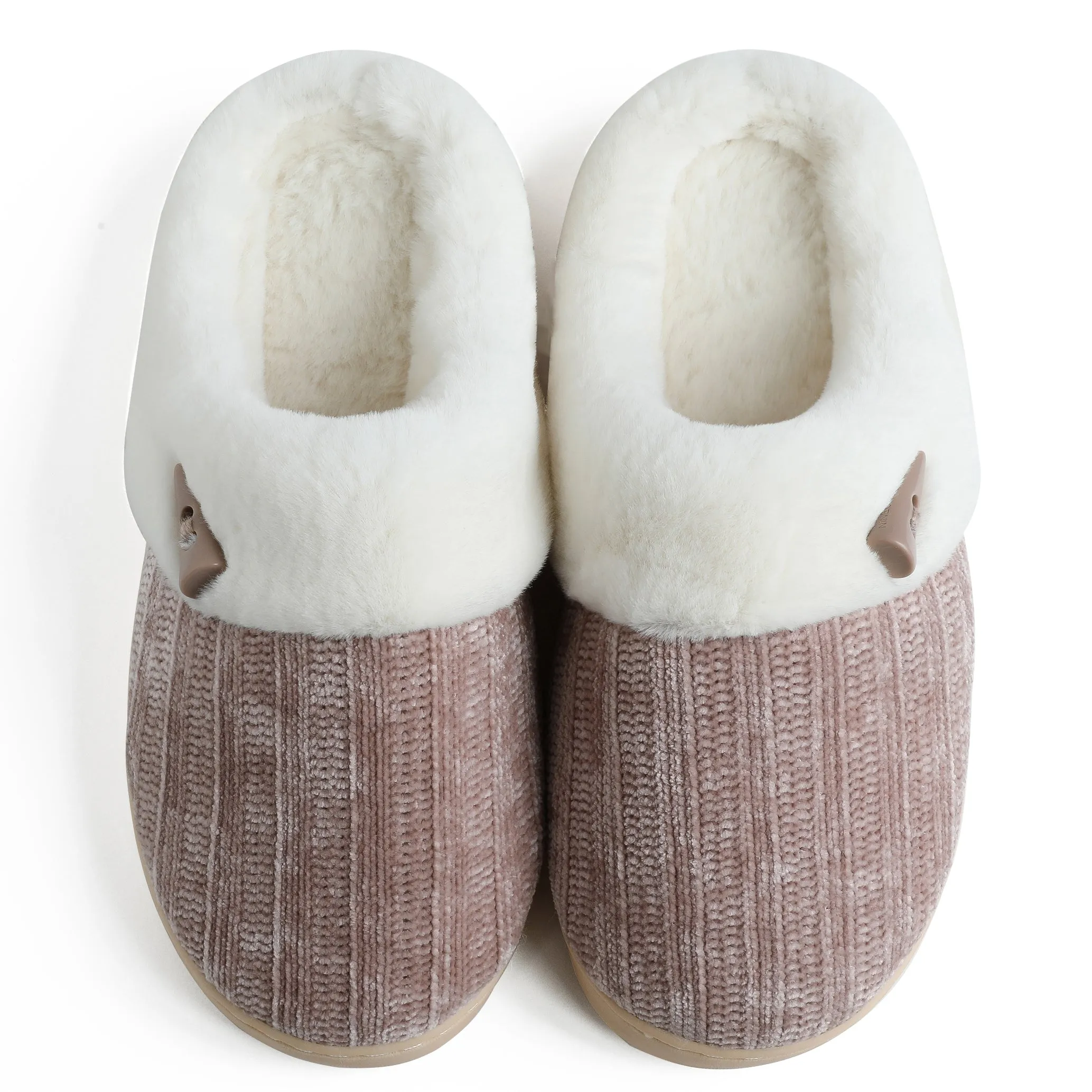 NineCiFun Women's Slip on Fuzzy Slippers Outdoor House Slippers Fur Lined