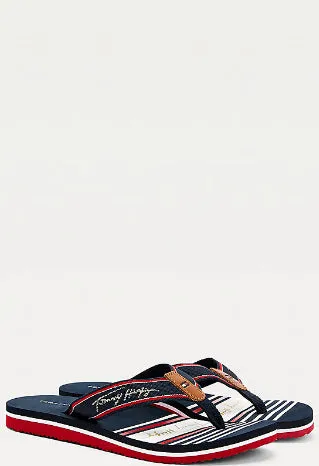 Signature Logo Flip Flops in Navy