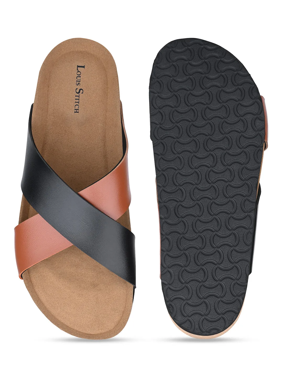 Tan Lightweight Cross Strap Casual Slip-on Cork Sandal