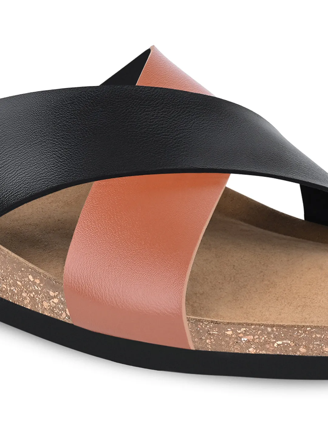 Tan Lightweight Cross Strap Casual Slip-on Cork Sandal