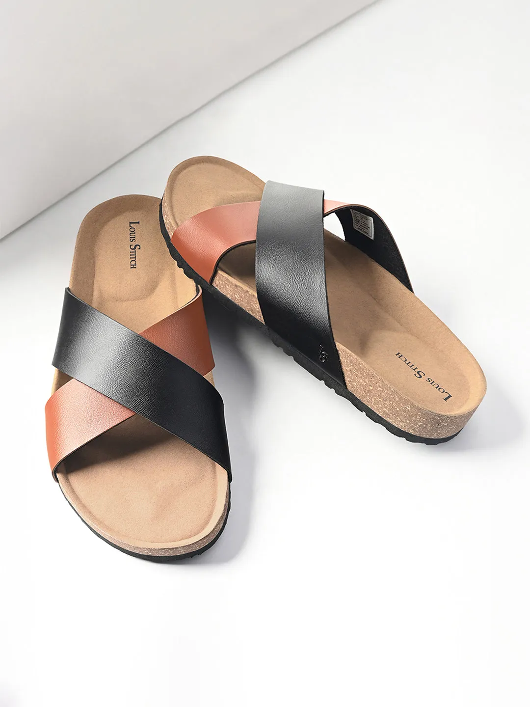 Tan Lightweight Cross Strap Casual Slip-on Cork Sandal
