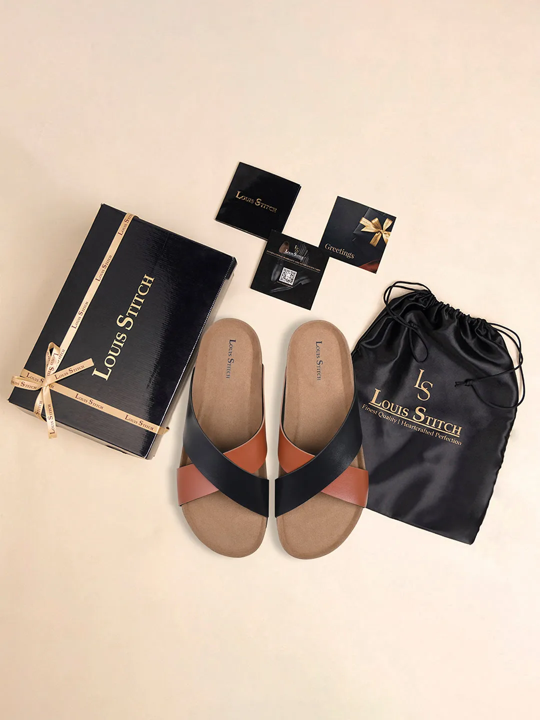 Tan Lightweight Cross Strap Casual Slip-on Cork Sandal