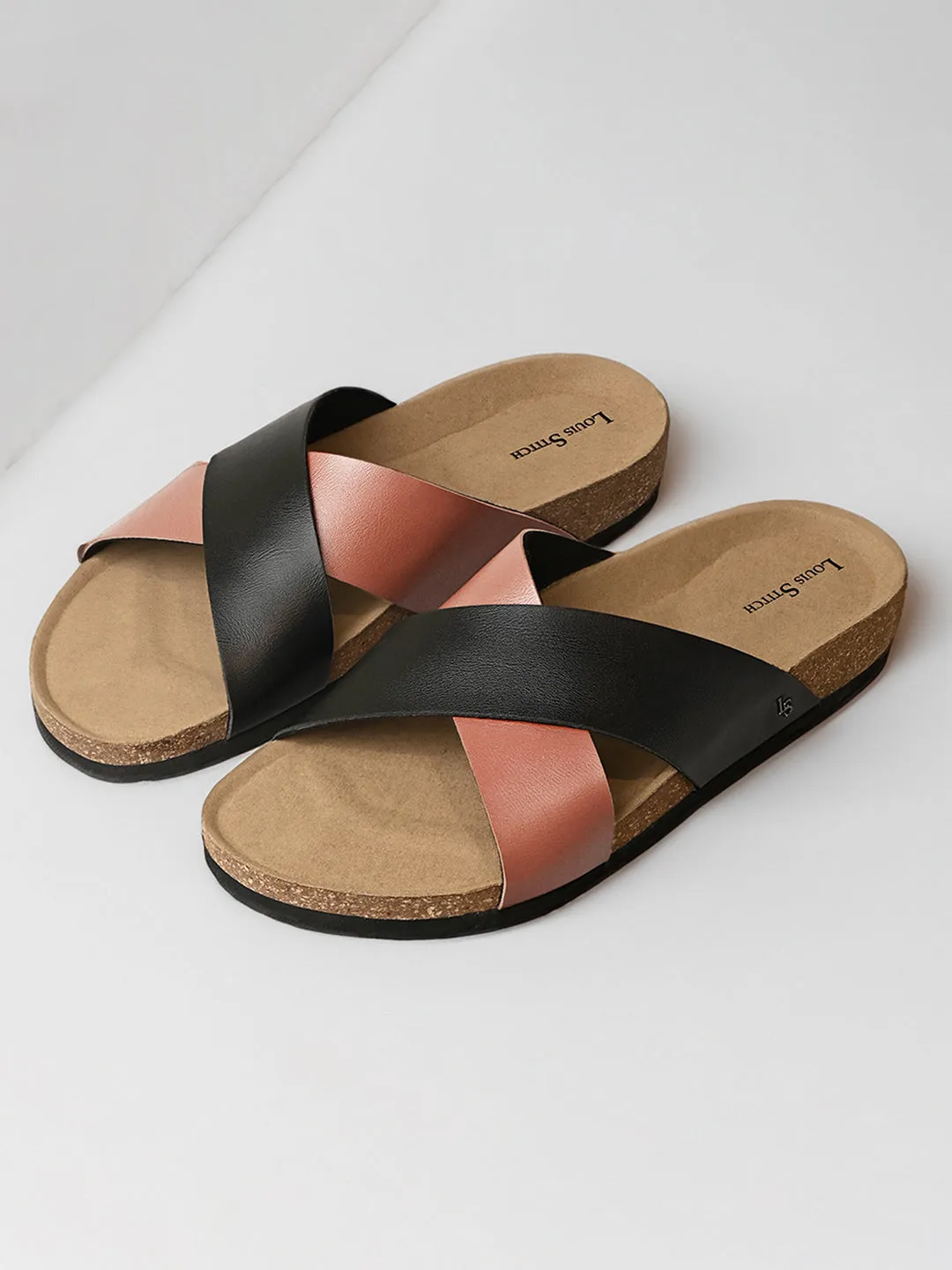Tan Lightweight Cross Strap Casual Slip-on Cork Sandal