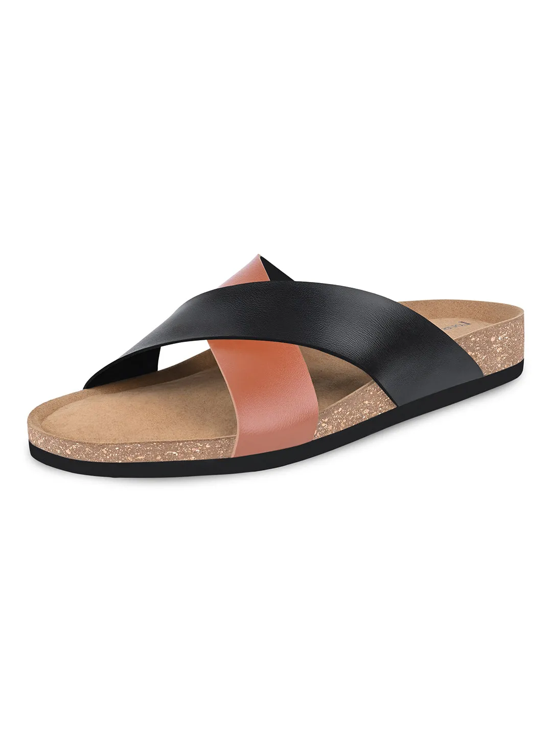 Tan Lightweight Cross Strap Casual Slip-on Cork Sandal