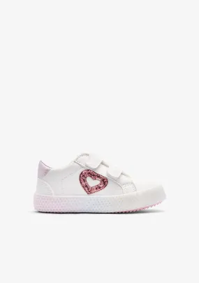 White / Multi Heart Low Sneakers