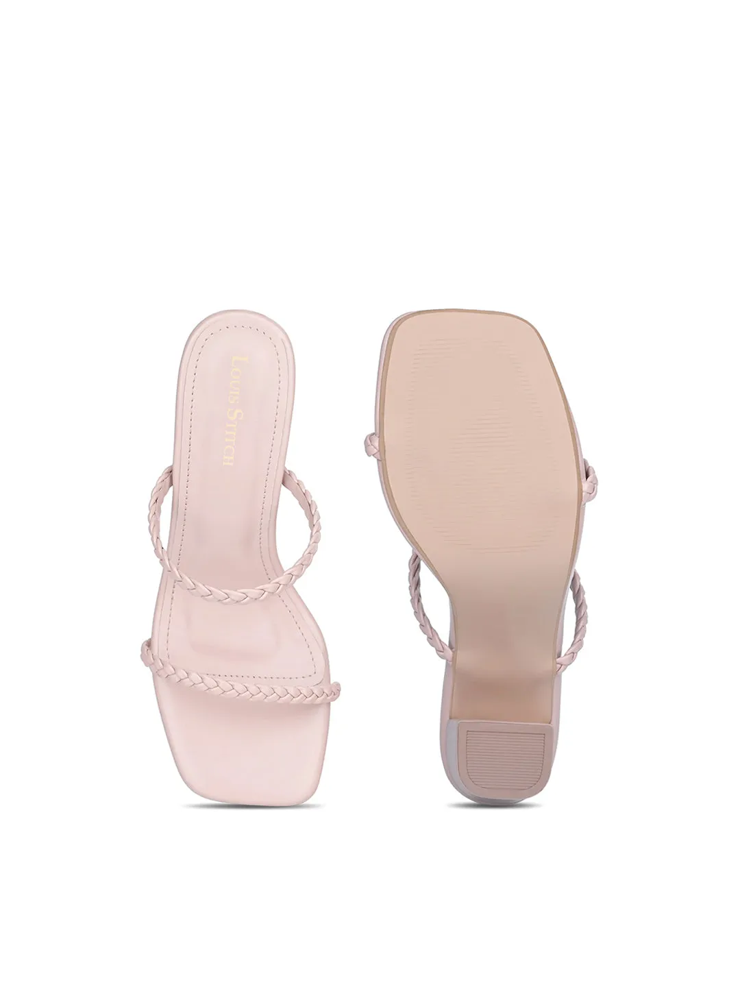 Women's Pink Open Toe Block Heel Lightweight Sandals