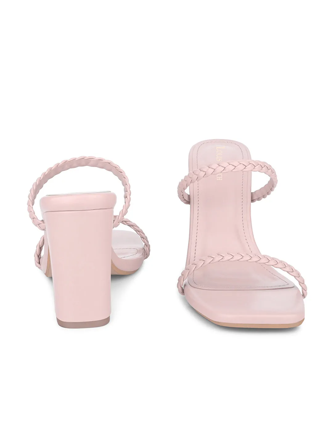 Women's Pink Open Toe Block Heel Lightweight Sandals