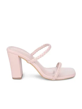 Women's Pink Open Toe Block Heel Lightweight Sandals