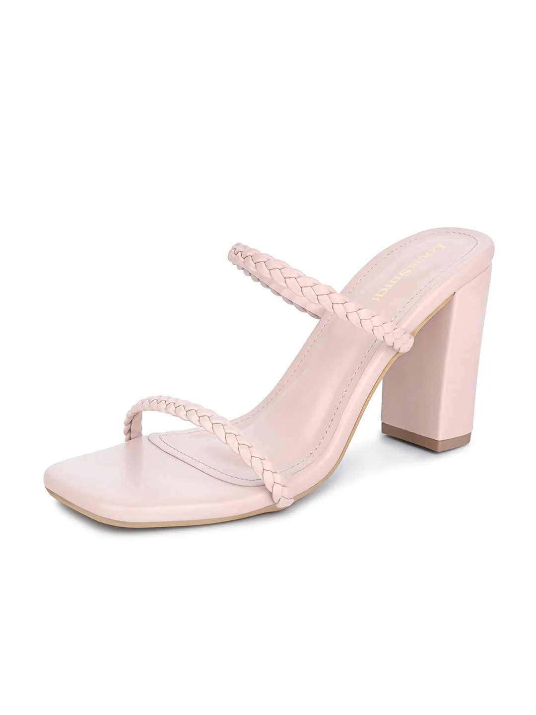 Women's Pink Open Toe Block Heel Lightweight Sandals