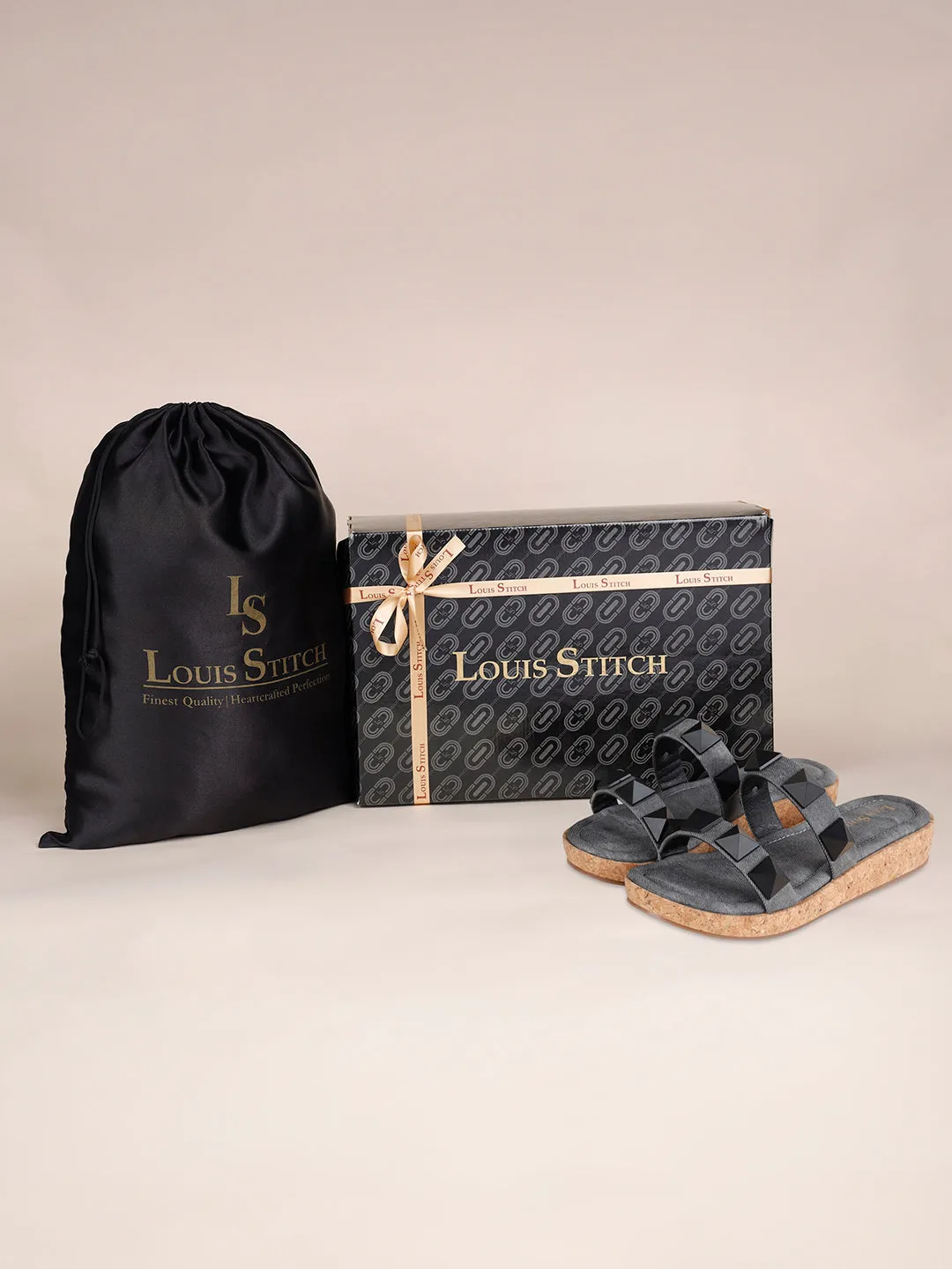 Women's Two Strap Diamond Stone Black Lightweight Sandals