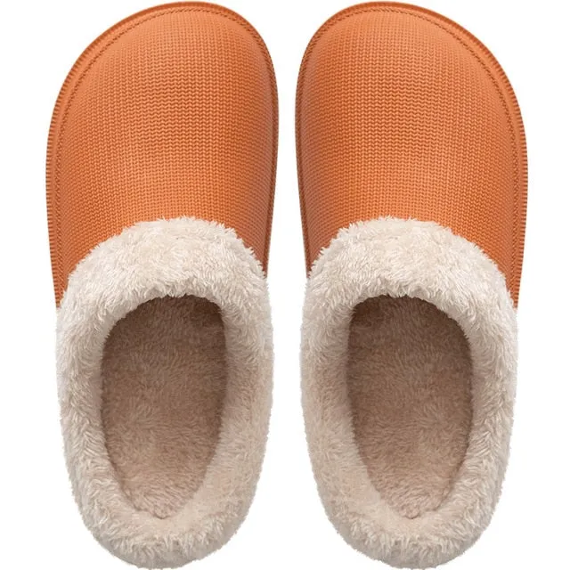 Yeknu Waterproof Warm Winter Woman Slipper Eva Plush Home Slippers Women Cute Ladies Platform Couple Men Indoor Floor Shoes 47