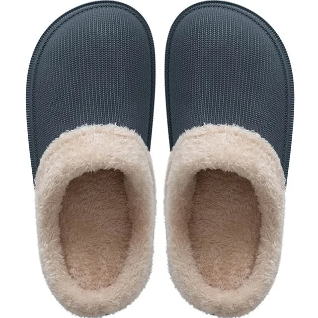 Yeknu Waterproof Warm Winter Woman Slipper Eva Plush Home Slippers Women Cute Ladies Platform Couple Men Indoor Floor Shoes 47