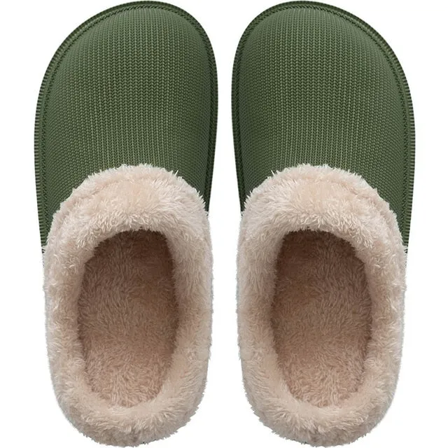 Yeknu Waterproof Warm Winter Woman Slipper Eva Plush Home Slippers Women Cute Ladies Platform Couple Men Indoor Floor Shoes 47