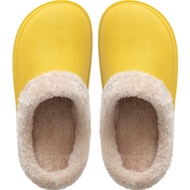 Yeknu Waterproof Warm Winter Woman Slipper Eva Plush Home Slippers Women Cute Ladies Platform Couple Men Indoor Floor Shoes 47