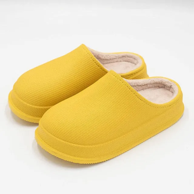 Yeknu Waterproof Warm Winter Woman Slipper Eva Plush Home Slippers Women Cute Ladies Platform Couple Men Indoor Floor Shoes 47