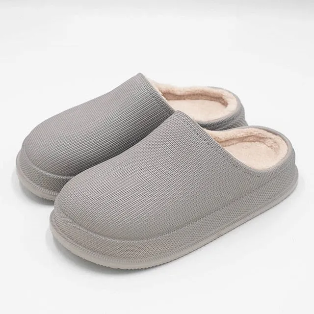 Yeknu Waterproof Warm Winter Woman Slipper Eva Plush Home Slippers Women Cute Ladies Platform Couple Men Indoor Floor Shoes 47
