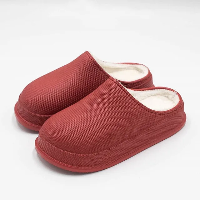 Yeknu Waterproof Warm Winter Woman Slipper Eva Plush Home Slippers Women Cute Ladies Platform Couple Men Indoor Floor Shoes 47