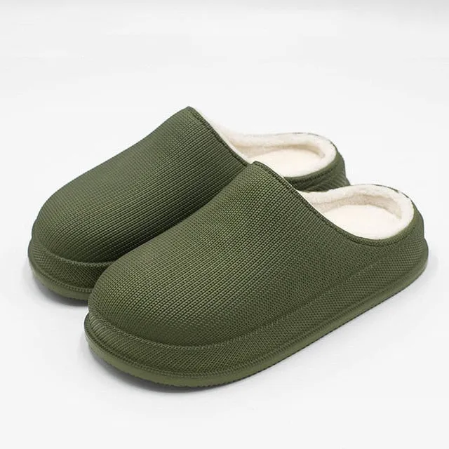 Yeknu Waterproof Warm Winter Woman Slipper Eva Plush Home Slippers Women Cute Ladies Platform Couple Men Indoor Floor Shoes 47