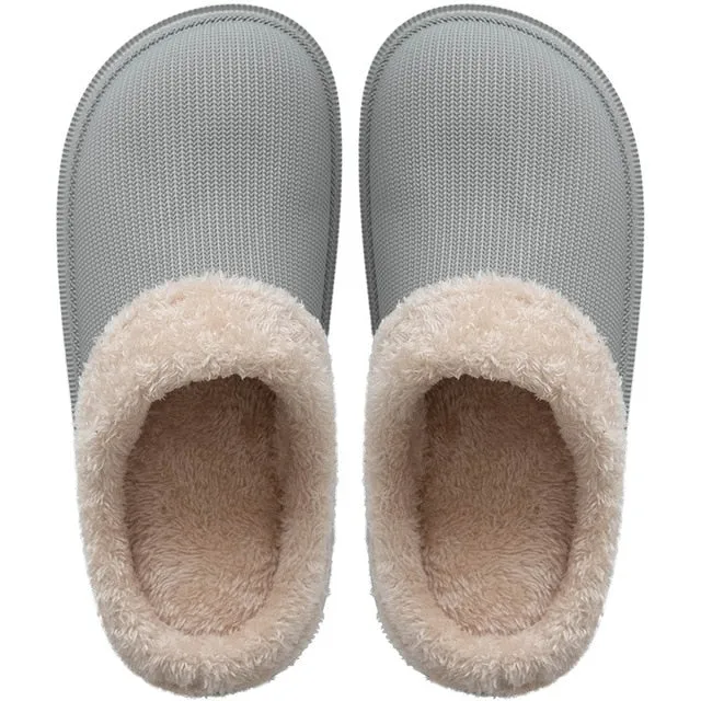 Yeknu Waterproof Warm Winter Woman Slipper Eva Plush Home Slippers Women Cute Ladies Platform Couple Men Indoor Floor Shoes 47