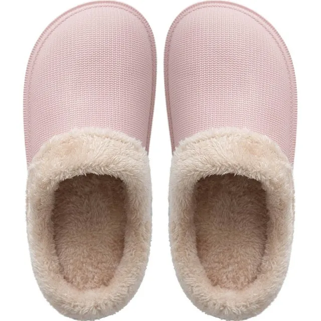 Yeknu Waterproof Warm Winter Woman Slipper Eva Plush Home Slippers Women Cute Ladies Platform Couple Men Indoor Floor Shoes 47
