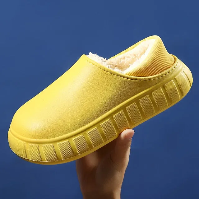 YISHEN Winter Slippers Warm Women Shoes Waterproof Lady Non-Slip Plush Cotton Indoor Outdoor Cozy Home Autumn Thick Heel Shoes